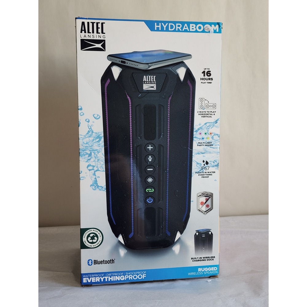 Altec Lansing HydraBoom EverythingProof Wireless Bluetooth Speaker IMW1000 Black
